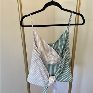 Striped Green and White Women's Top
